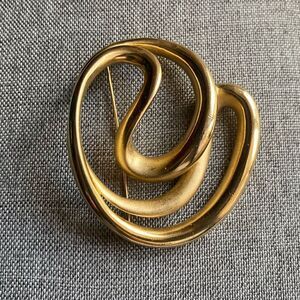 Modernist Free Form Gold Tone Brooch